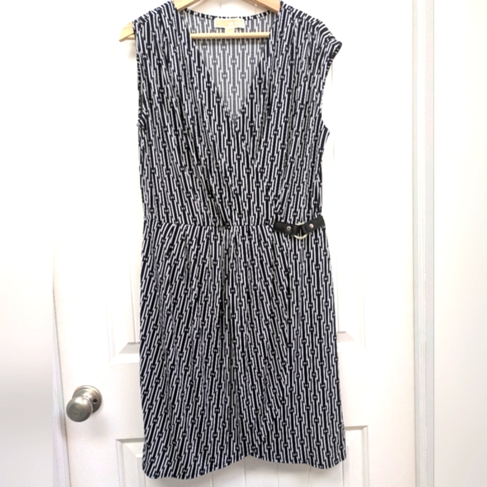 Michael Kors NWOT Black and White Geometric Midi Dress